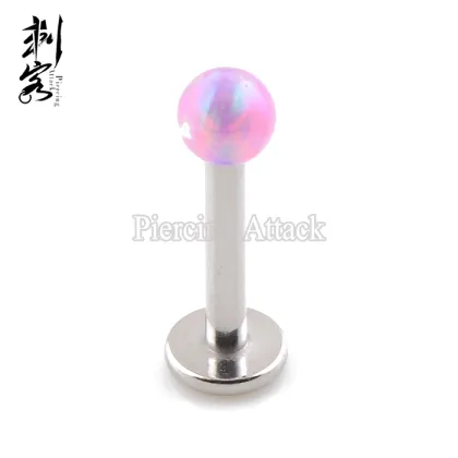 316L Surgical Steel Labret with Opal Ball Body Piercing Opal Jewelry