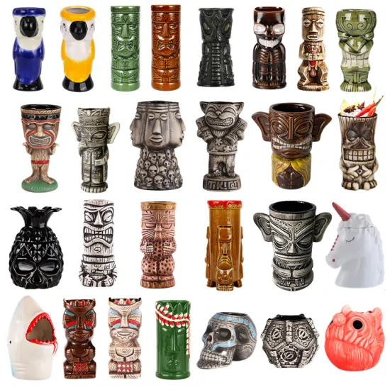 Wholesale Hawaiian Tiki Mugs: Creative Cocktail Glasses, Handmade Custom Ceramic Tiki Cups for Bars