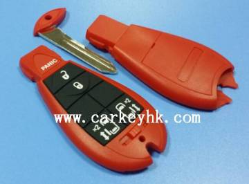 Chrysler 4+1 button remote key case shell with smart card key and windows button (red)