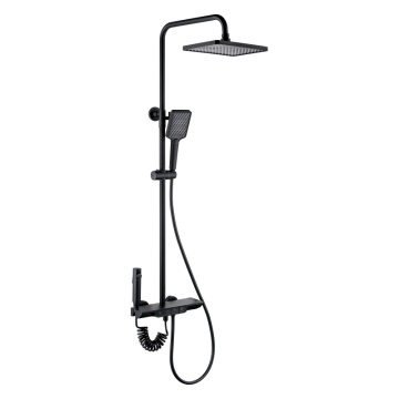 High-Quality Black Modern Bathroom Faucet and Shower Set with Large Flow Rainwater System
