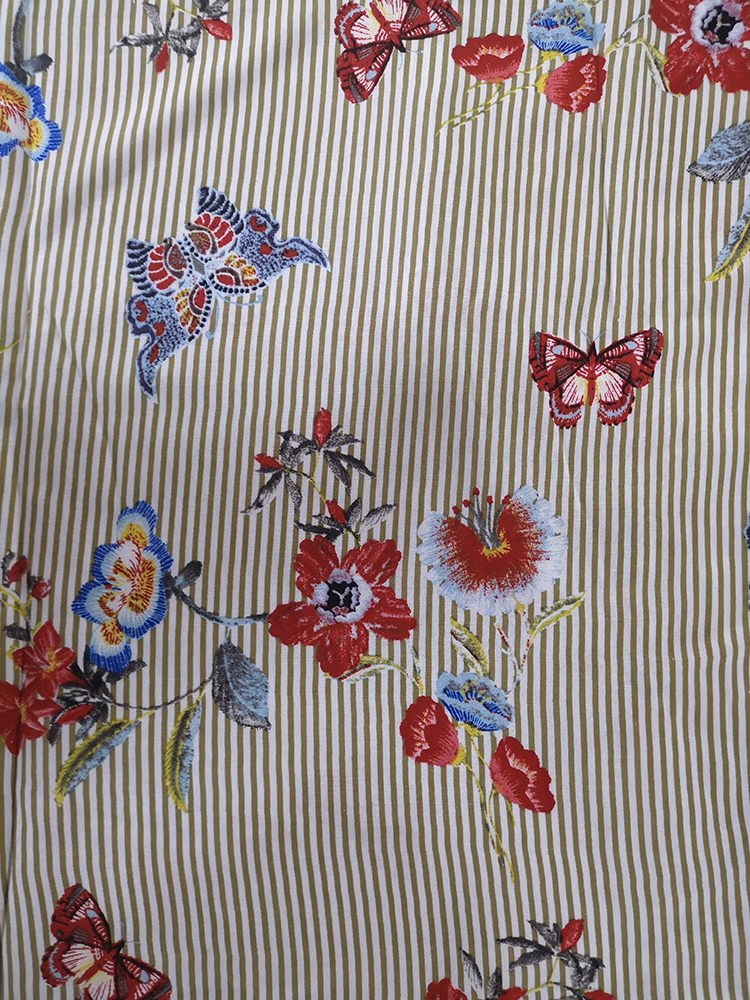 Stripe Embroidery Rayon Poplin shuttle 45S Printing Fabric