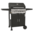 Parrilla de barbacoa de gas propano premium de 4 quemadores con panel de control de acero inoxidable y 3 ganchos para herramientas en estantes laterales