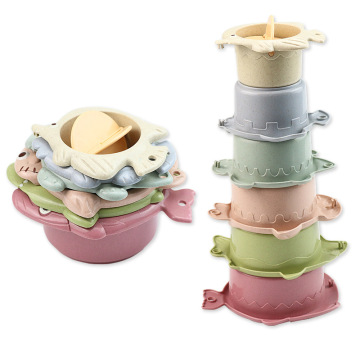 Fish-Shaped Water Playing Stacked Cup Bath Toys for Children's Early Education and Fun
