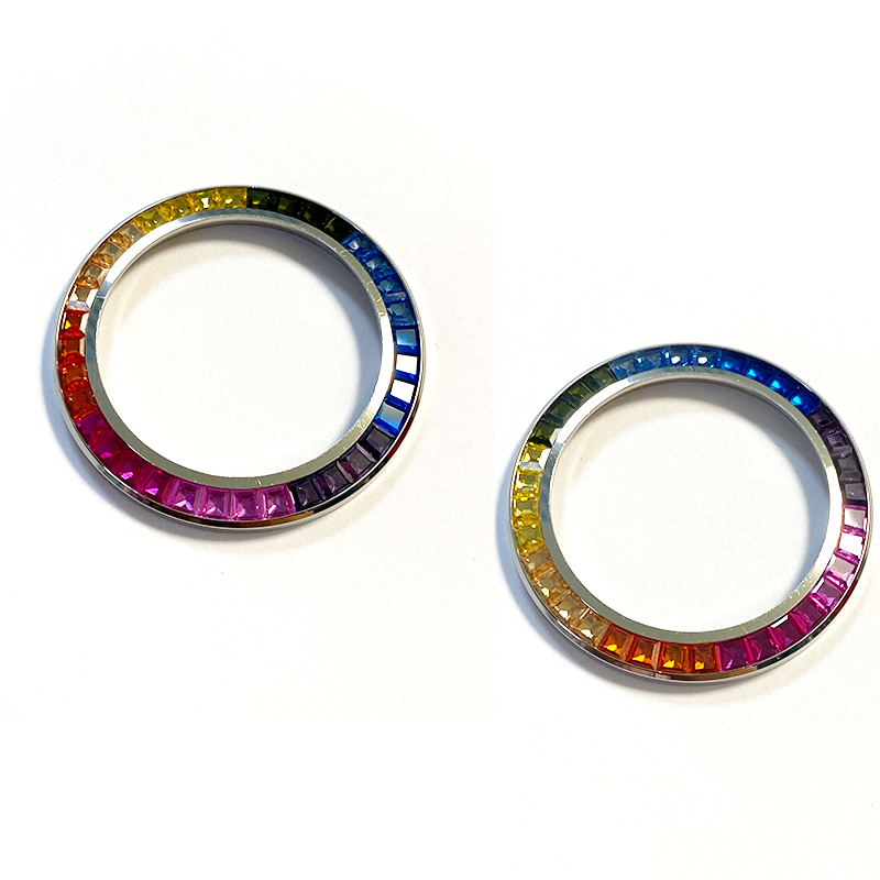 Range Bezel Color ขอบนาฬิกาสแตนเลสใน Baguettes รุ้ง คุณภาพสูง ขอบนาฬิกาสแตนเลสใน ...