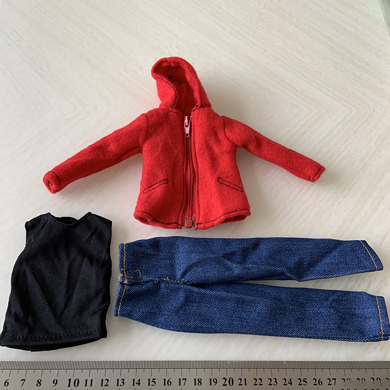 1/6 Scale Action Figure Accessory Red Jacket Coat Vest Jeans Pants ...