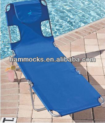 New Beach Pool Ostrich Folding Chaise Lounge Chair with Cushioned Head Pillow