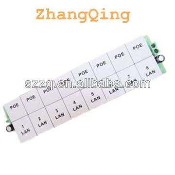 High power multiport 8 port industrial 60W POE injector POE extender panel