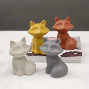 Ceramic Fox Ornament - Artificial Sand Surface Cute Animal Tabletop Home Decoration
