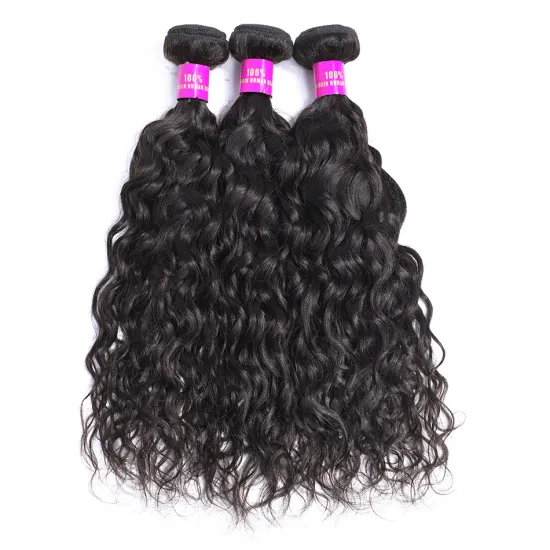 Indian Water Wave Bundles With Closure,Bohemian Hair Lace Closure,Skin Weft Seamless Hair Extensions