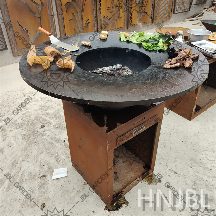 Corten Steel Firepit BBQ Grill