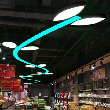 Modern RGB Remote Control Linear Chandelier Pendant Light for Gym