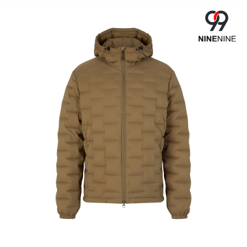 Veste isolée à capuche compressible à déflecteur à grille thermoscellée
