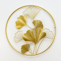 Golden Round Frame Leaf Metal Art Wall Trang trí