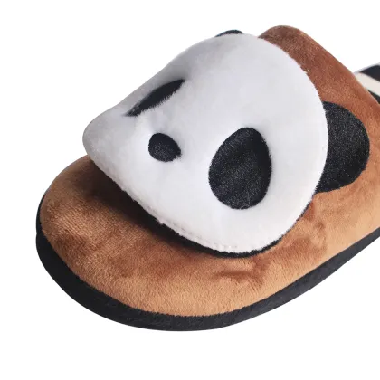 Cheap Soft Cute Panda Cartoon Character fuzzy slippers