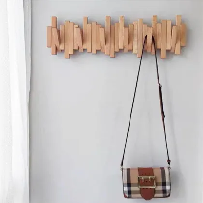 Wood Wall Coat Hooks coat Rack for bedroom