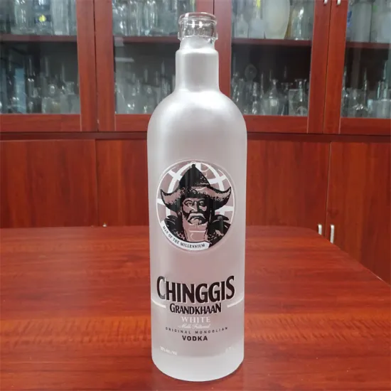 Custom 750ML white frost vodka bottle glass for sale