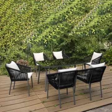 Outdoor Poly Furniture Dining Set: Metal Frame Garden Tables and Chairs