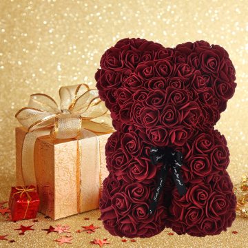 PVC Box Artificial Rose Bear, 40cm, 20 Pcs - Perfect for Mother's Day Gift