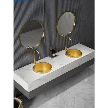 Stainless Steel Bathroom Basin Cabinet with Rock Slab Washstand