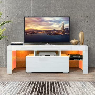 حامل تلفزيون عالي اللمعان مع مصابيح LED