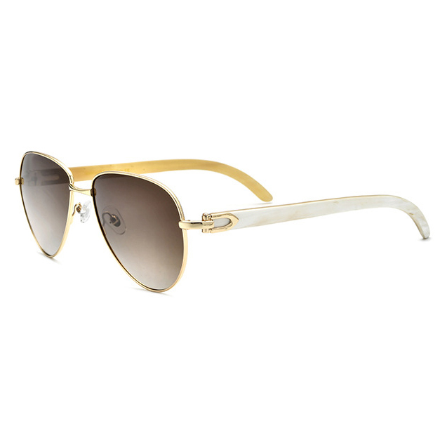 Aviator White Bullhorn Leg Glasses