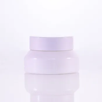 White cream jar with white plastic cap