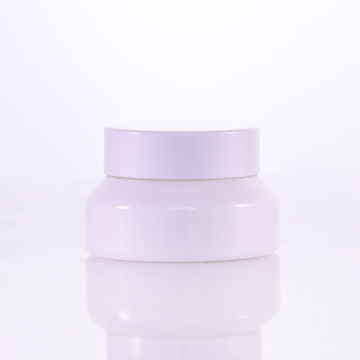 White cream jar with white plastic cap