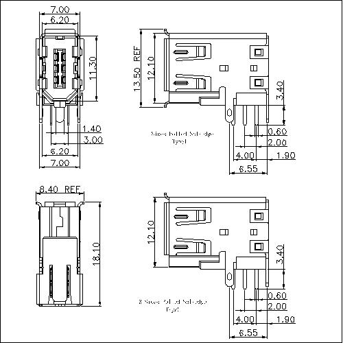 IEFR04-1394 6P Receptacle Angle Side-entry DIP