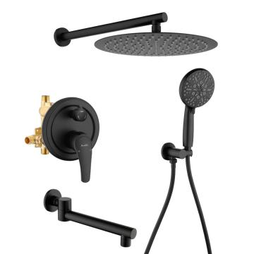 Brass 3 Functions Matte Black Bathroom Shower Set