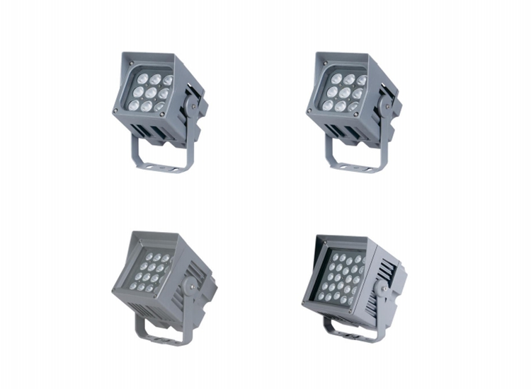 Waterproof outdoor flood lights surround the pool