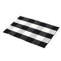 Algodón de algodón Búfalo Puerta a cuadros Rug Black White Strip