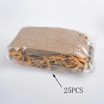9.5x14.5cm flax drawstring bag gift jewelry linen pouch for fashion packing