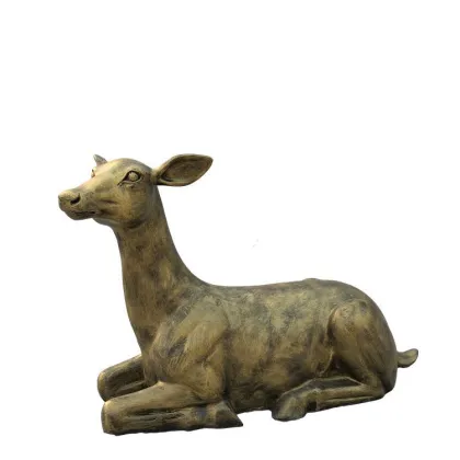 Life size fiberglass resin sitting deer deer for garden decoration