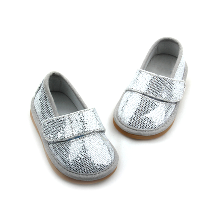 Funny Silver Faux Sequins Squeaky Baby Shoes 