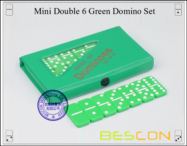 Mini Double 6 Green Domino Set