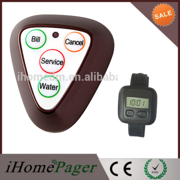 Newest button watch receiver wireless customer calling system