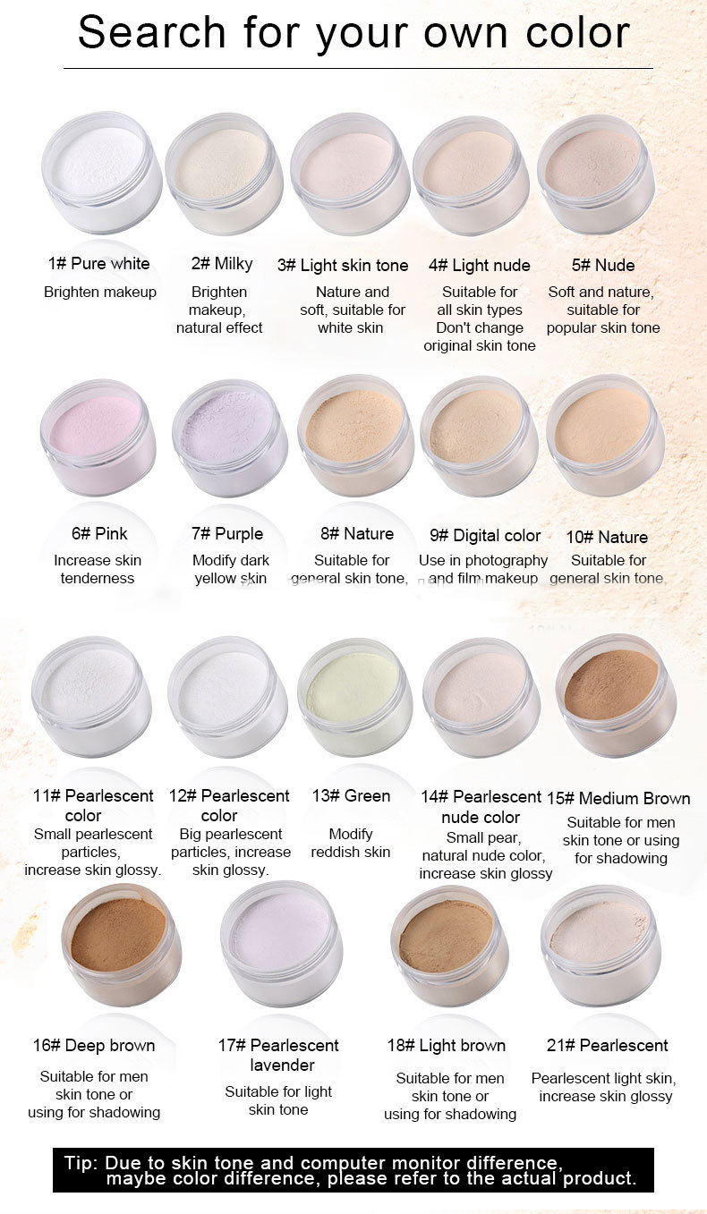 Make Your Own Brand High Quality Cosmetics Private Label Face Makeup 30g Translucent Setting Loose Powder