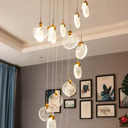 Modern Gold Bubble LED Foyer Chandelier