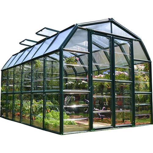 Aluminum frame greenhouse with pc roof glass garden