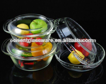 High quality clear glass punch bowl with lid
