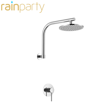 round brass head shower arm and concealed mixer