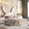 Nordic bedroom INS wind rabbit children's bed