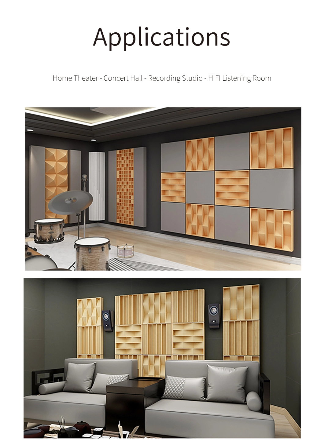 Wall Panel Studio Treatment Panel Wood Wall Art Sound Diffuser for Home Cinema