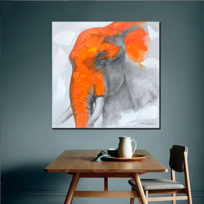 Orange Elephent Handmade Oil Paintings