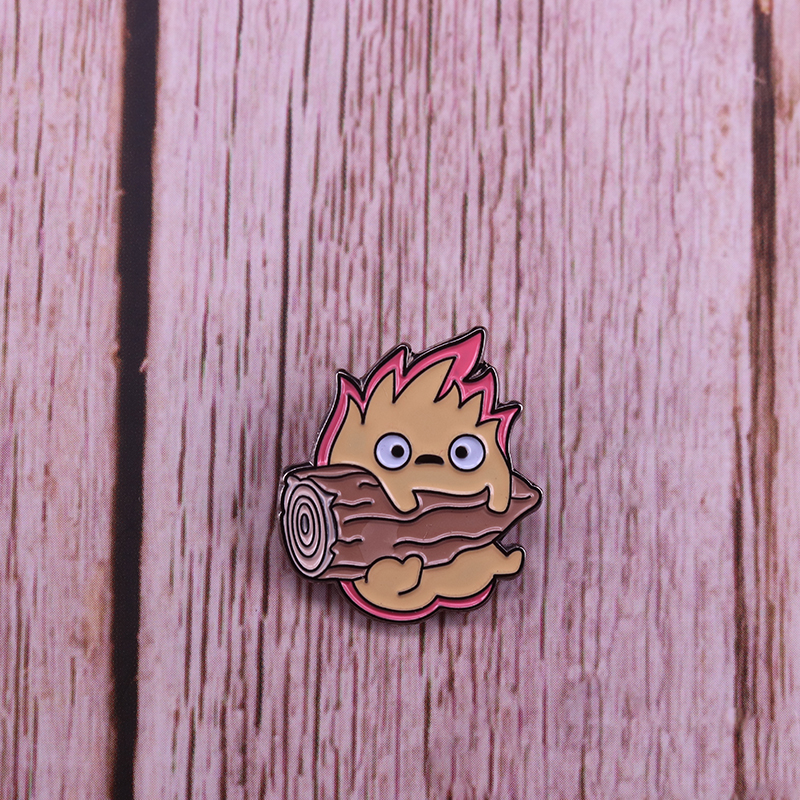 Calcifer Wood Enamel Pin Powerful fire deomon Badge Howl's Moving Castle Collection