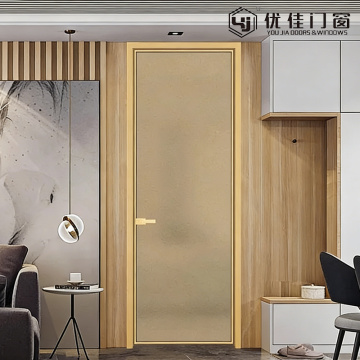 モダンな単一パネルのつや消しティー ガラス スイング ドア