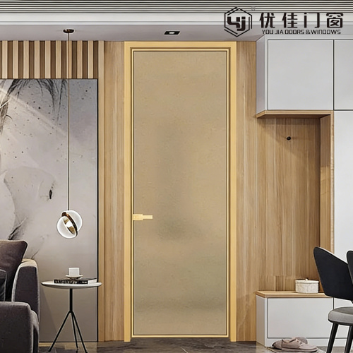 モダンな単一パネルのつや消しティー ガラス スイング ドア