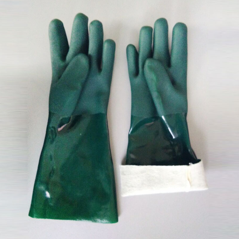 Guantes de marca de trabajo de trabajo de jersey verde de PVC