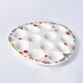 12 Compartment Ceramic Deviled Egg Serving Plate Tray