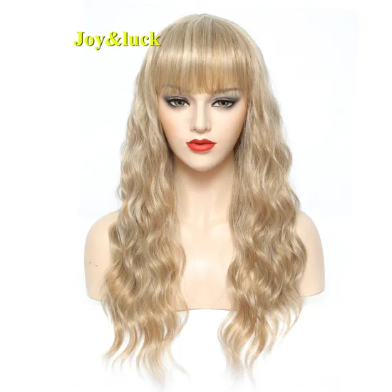 22 inch Long Blonde Wig Water Wave Synthetic Wigs For Women Cosplay Or Daily Use Hair Natural Finger Wave Hair Wigs